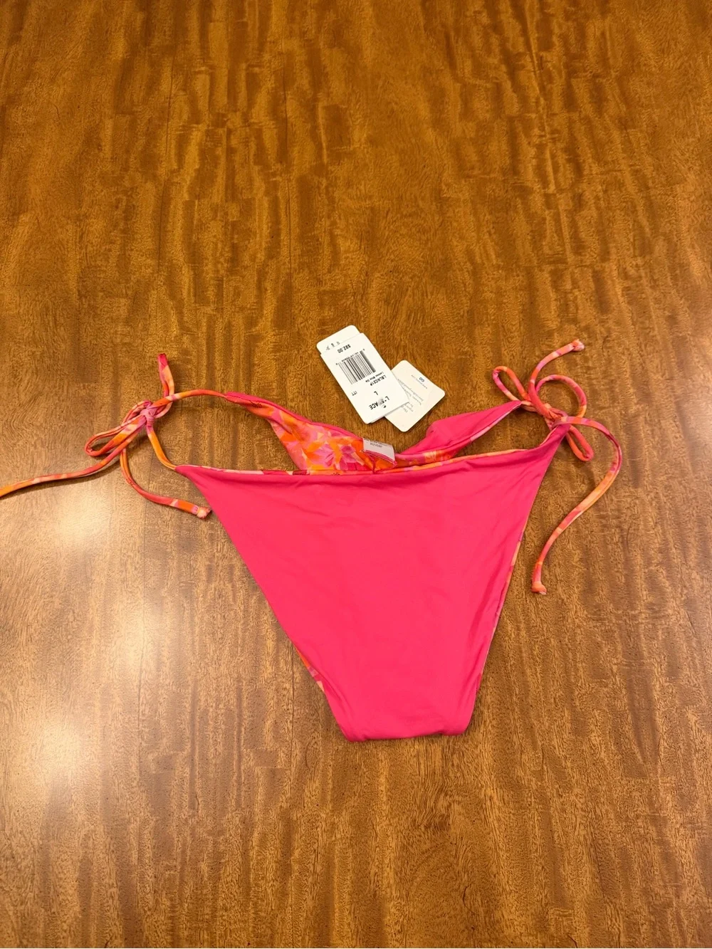 L*SPACE women’s Lennox LSLNC21P Pink And Orange Floral Tie-Side Bikini Bottoms